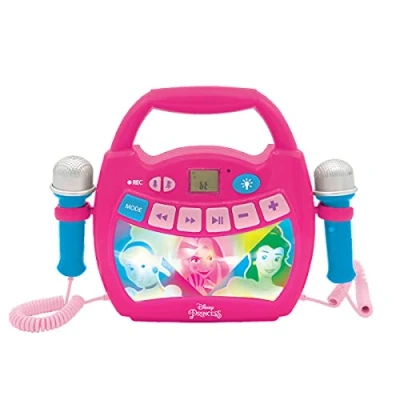 Immagine di Lexibook, Principesse Disney, Lettore Digitale Karaoke Portatile per Bambini, Microfoni, Effetti Luce, Bluetooth®, Funzioni di Registrazione e Cambio Voce, Rosa, MP320DPZ