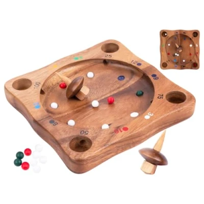 Immagine di Engelhart 350490 Roulette Tirolese in Legno Gioco di Fortuna Vassoio da Trottola con 10 Palline Ecologico Dai 6 Anni Su
