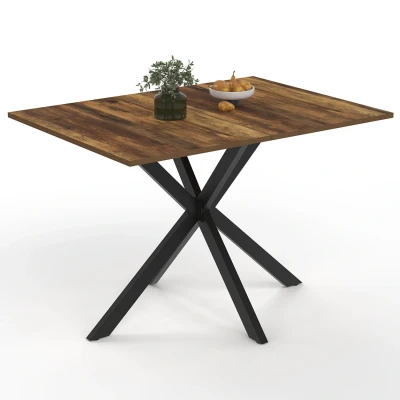 Immagine di Table à manger rectangle ALIX 4 6 personnes pied araignée bois foncé HAWKINS et noir 110 cm IDMarket