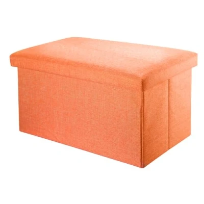 Immagine di INTIRILIFE Pouf Pieghevole 78x38x38 cm in Orange MANDARINI Cassapanca Cubo Contenitore Imbottito de Tessuto a l&#039;Ottica Lino con Coperchio Ottomane Poggapiedi Sgabello Panca Poltrona