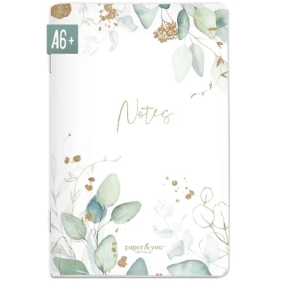 Immagine di paper&amp;you® taccuino formato A6+ a pois &quot;foglia d&#039;oro&quot; con 64 pagine, piccolo bullet Journal, sostenibile e rispettoso del clima