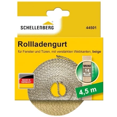 Immagine di Schellenberg 44501 Cinghia per Avvolgibile Larghezza 14 mm Lunghezza 4,5 m Beige