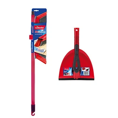 Immagine di Vileda DuActiva, Set 2 in 1 con Scopa e Paletta Anti Polvere, Rosso/Nero, 14.1 x 29.4 81 cm