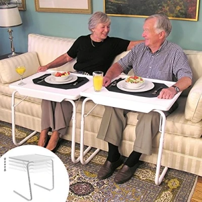 Immagine di Table Mate Tavolino ausiliario Pieghevole TV 6 Livelli di Altezza, 3 Angoli Diversi/Tavolino per Computer, disegnare, Mangiare./ Pieghevole/Sostiene Fino a 25kg