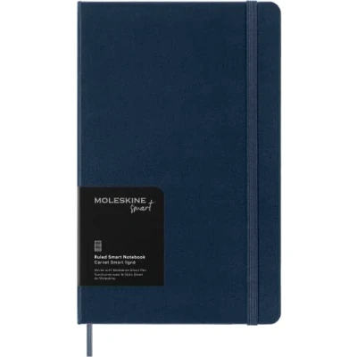 Immagine di Moleskine Smart Notebook, Sistema di Writing, Notebook con Copertina Rigida, Pagine a Righe e Chiusura Elastica, Formato Large 13 x 21 , Colore Blu Zaffiro