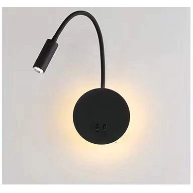 Immagine di Budbuddy 3+8W LED Lampada da lettura luce di nero comodino per la a letto, flessibile collo cigno flessibile, notturna in alluminio (nero/Bianco caldo 2)