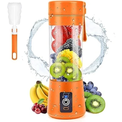 Immagine di MIAOKE frullatore portatile per frullati, mini succhi con sei lame in 3D, USB ricaricabile Juicer Cup casa/ufficio/esterno (Orange)