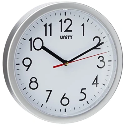 Immagine di Orologio da parete Unity, Hastings, Silenzioso, Moderno, Argento, 22 cm
