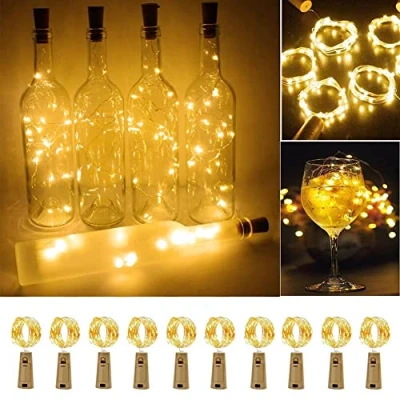 Immagine di Luci Led Bottiglia,10 pezzi 2m 20 Tappi per Bottiglie esterni, feste, Natale, decorazione di nozze, Matrimonio, DIY, Festa, Bianco Caldo