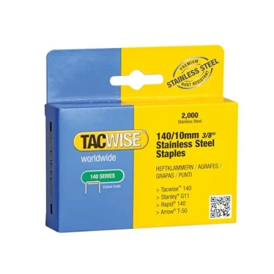 Immagine di Tacwise 1217 Punti in Acciaio Inox Professionali, Tipo 140/10 mm, Confezione da 2000