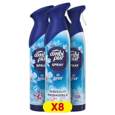 Immagine di Ambi Pur Deodorante Ambiente Spray Risveglio Primaverile 185ml Con Fragranza Che Dura Due Volte Più A Lungo, Combatte Gli Odori E Lascia Una Piacevolissima Fresca Leggera x 8