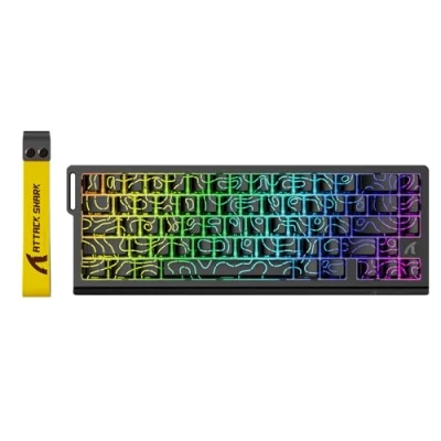 Immagine di ATTACK SHARK X68 HE Tastiera Rapid Trigger 8000Hz, Gaming RGB Cablata al 60% con Precisione RT di 0,01mm, Switch Magnetici, Attuazione Regolabile, Snap Tap, per PC/Mac, Contorni Neri