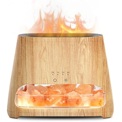 Immagine di SALKING 2 in 1 Diffusore di olio essenziale &amp; Lampada sale dell&#039;Himalaya, Ultrasuoni Aromaterapia con Luce a Effetto Fiamma, Umidificatore 3 Luminosità, 100% Puro himalaya, 150ml