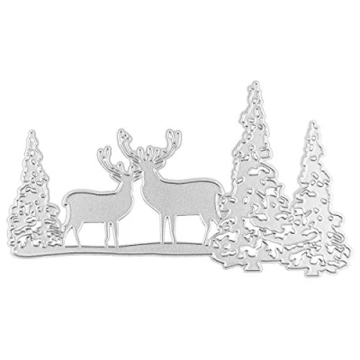 Immagine di Ideen mit Herz Fustella Compatibile con macchine fustellatrici più diffuse Cartella per fustellare Stencil creare cartolini d&#039;auguri, scrapbooking Motivo: cervo nel bosco 14,7 x 7,9 cm