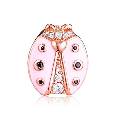 Immagine di PANDOCCI 2019 riflessioni rosa primavera Coccinella Clip perlina Argento 925 fai da te Adatto per bracciali Pandora originali Gioielli di moda con ciondoli