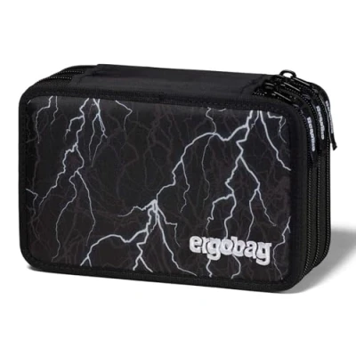 Immagine di ergobag Astuccio maxi set da 40 pezzi, matite colorate e pennarelli Lyra, scomparto per monete, righello, forbici Super ReflectBear Nero