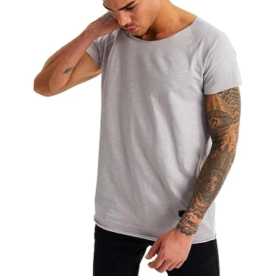 Immagine di Leif Nelson Maglietta da Uomo Estiva con Scollo Rotondo (Grigio, Taglia S), vestibilità Regular Fit, 100% Cotone, Basic Maniche Corte