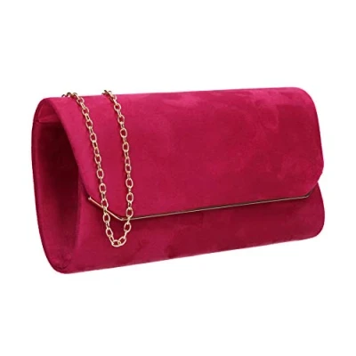 Immagine di SwankySwans Anny Suedette Flapover, Frizione, Borsa a Tracolla Donna, Fucsia, One Size