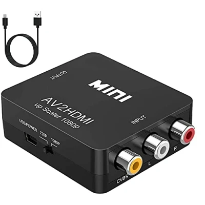 Immagine di BD&amp;M convertitore da AV a HDMI, RCA 1080p mini composito CVBS, adattatore video audio, supporto PAL/NTSC per lettori DVD TV/PC/PS3/STB/Xbox/VHS/VCR/Blue Ray Nero