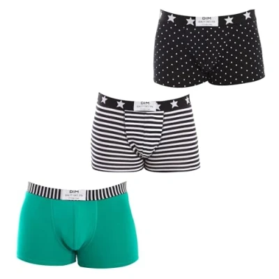 Immagine di DIM Boxer Cotone Elasticizzato Vibes Uomo x3, Nero/Bianco/Verde, M