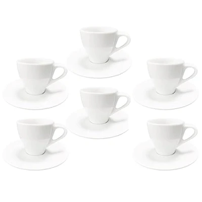 Immagine di Set 6 Tazzine Tazze Caffe&#039; Bar Alta con Piattini Bianche Laura