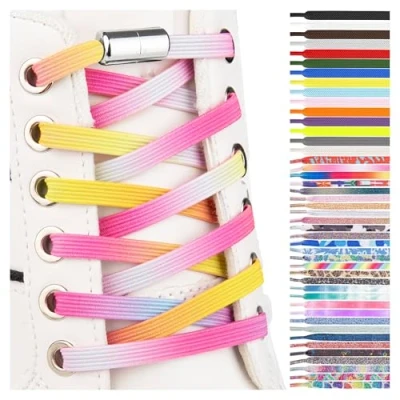Immagine di SULPO Lacci scarpe elastici con chiusura rapida in metallo senza legatura piatti silicone nodo per adulti e bambini Stringhe elastiche