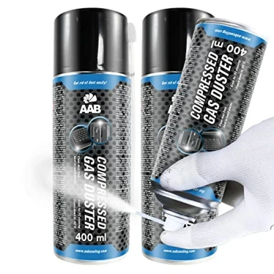 Immagine di AAB Compressed Gas Duster 400ml Spray Congelante per Elettronica, Freddo, Raffreddante Spray, Ghiaccio Istantaneo, Gelo, congelare a 50*C Set di 2 Pezzi