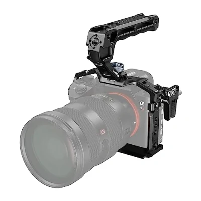 Immagine di SMALLRIG A7 III/A7R III Cage Kit per Sony Alpha 7 III/Alpha 7R III, Gabbia Completa con Maniglia Superiore ARRI e Fermacavo, Cold Shoe Incorporato Guide NATO 4198