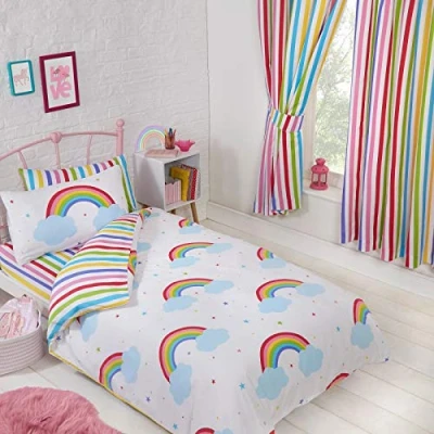 Immagine di Tende foderate a righe arcobaleno cielo 66&quot; x 54&quot; (168cm 137cm)