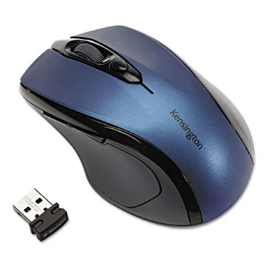 Immagine di Kensington Mouse Pro Fit wireless, Ottico di Medie Dimensioni, per l&#039;Home Office, 5 Pulsanti e Design Ergonomico Destrorsi, Connessione Plug &amp; Play, Windows macOS, Blu (K72421WW)