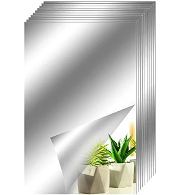 Immagine di 10 fogli Pellicola a specchio Adesivo Murale Specchi autoadesivi DIY Decorative Wall Stickers Adatto per finestre e porte muro di piastrelle da bagno interne ecc 15 x 23 cm