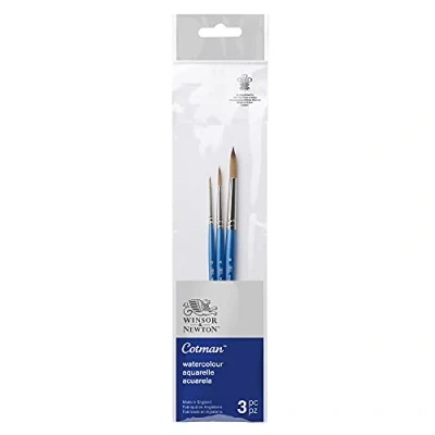 Immagine di Winsor &amp; Newton Set 3 Pennelli Cotman Manico Corto Tondi N0, 4, 8