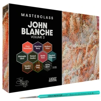 Immagine di The Army Painter, Set di Pittura Masterclass John Blanche Volume 2 Combo, 6 Warpaints Fanatic Paints, 1 Speedpaint, Wash, Effect, Metallic, Art Print e Pennello per modelli wargame.