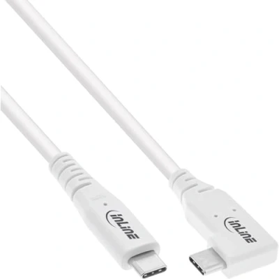 Immagine di InLine cavo USB 4, 240 W, di ricarica C a C, ad angolo singolo, PD 3.1, 40 Gb/s, 8K 60Hz, Thunderbolt 3, per schermi, dischi rigidi, schede grafiche, smartphone e altro, 2 m, bianco,
