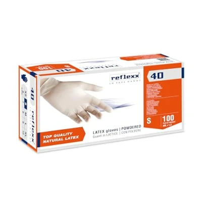 Immagine di Reflexx R40, Guanti in Lattice con Polvere Gr. 5.4, 100 Pezzi, Bianco