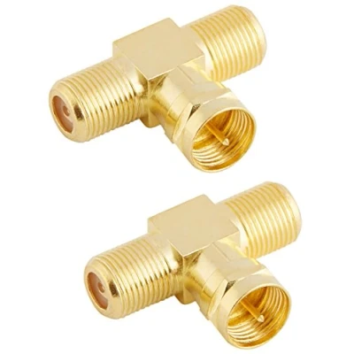 Immagine di POPPSTAR 2x Adattatore con forma a T per SAT TV coassiale (2x spine F su 1x presa F), separatore antenne cavi coassiali antenna, contatti in oro