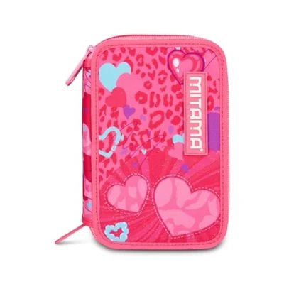 Immagine di Mitama Astuccio Scuola 3 Scomparti, TRIPLO FURRYPINK, Contenuto 47 pz, Completo di Matite, Pennarelli, Portapenne Elementare Bambina