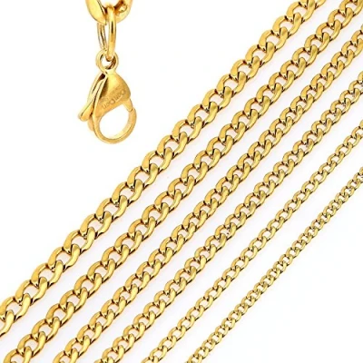Immagine di DonDon Collana a Maglie Larghe Uomo in Acciaio Inox Colore Oro Lunghezza 52 cm Ø 0,45