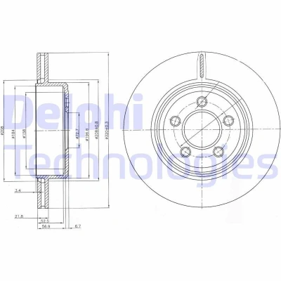 Immagine di DELPHI BG4073 Disco freno 320 22 5 ventilato Oleato non trattato senza cuscinetto ruota, anello sensore ABS LANCIA: Thema Sedan