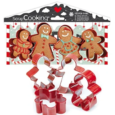 Immagine di SCRAP COOKING 2081 Set di 4 Pan, taglierina in Acciaio Inox Natale, stampi per Biscotti Zenzero, Accessori Pasticceria e Torta Design, Inossidabile