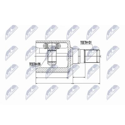 Immagine di NTY NPW FR 065 Kit Giunto Omocinetico Trasmissione automatica Assale anteriore Sx FORD: S Max Mk1
