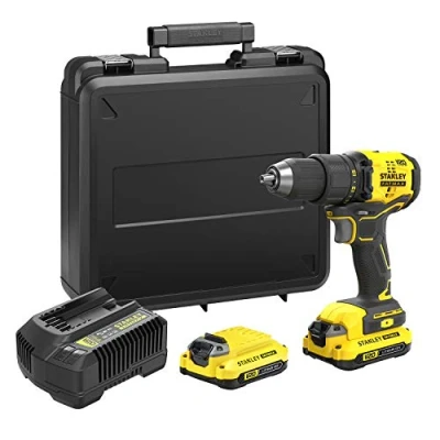 Immagine di STANLEY FATMAX SFMCD710D2K QW TRAPANO CACCIAVITE SENZA SPAZZOLE AGLI IONI DI LITIO V20 DA 18 V CON 2 BATTERIE Ah, CARICABATTERIE E CUSTODIA