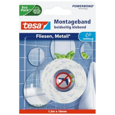 Immagine di tesa TILES 77744 00000 00 Nastro per fissaggio tesa® Powerbond Bianco (L x L) 1.5 m 19 mm 1 pz.