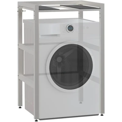 Immagine di CLP Portabiancheria Gannet Torre di Lavaggio con Spazio per Due elettrodomestici Porta asciugatrice in Metallo, Colore:Bianco