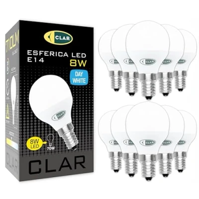 Immagine di CLAR Lampadine a Led E14 8W, Sfera Luce, Lampadine, Senza Fili, Lampade Piccole, Luce Fredda 8W (Pack 10)