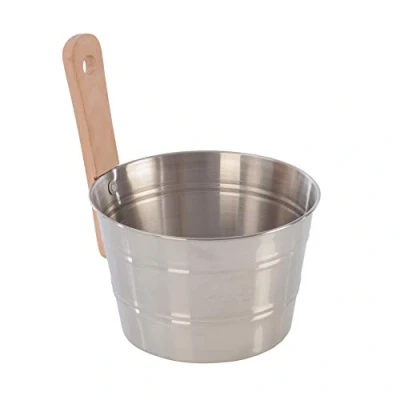 Immagine di Eliga Secchio in acciaio inox con manico legno, 83793, 4 litri