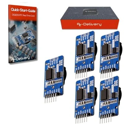 Immagine di AZDelivery 5x Real Time Clock RTC compatibile con DS3231 E Batteria gratuita inclusa I2C Arduino incluso Book!