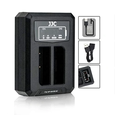 Immagine di Caricabatterie USB doppio per fotocamera digitale Fujifilm FinePix X100T, X100S, X100, X30, X S1, batteria Fuji NP 95 e Ricoh DB 90