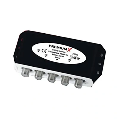 Immagine di 1x PremiumX PXD 41 DiseqC Switch 4/1 2.0 Diseq C con Custodia Resistente alle intemperie DVB S2 SAT Digital FullHD 3D e HDTV