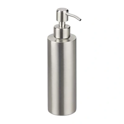 Immagine di 2 dispenser di sapone ricaricabile, bagno, WC, cucina, erogatore liquido, in acciaio inox spazzolato, 300 ml, argento